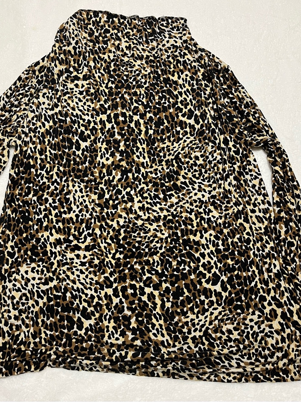 Leopard Print Long Sleeve Women's Top - Brown/Black